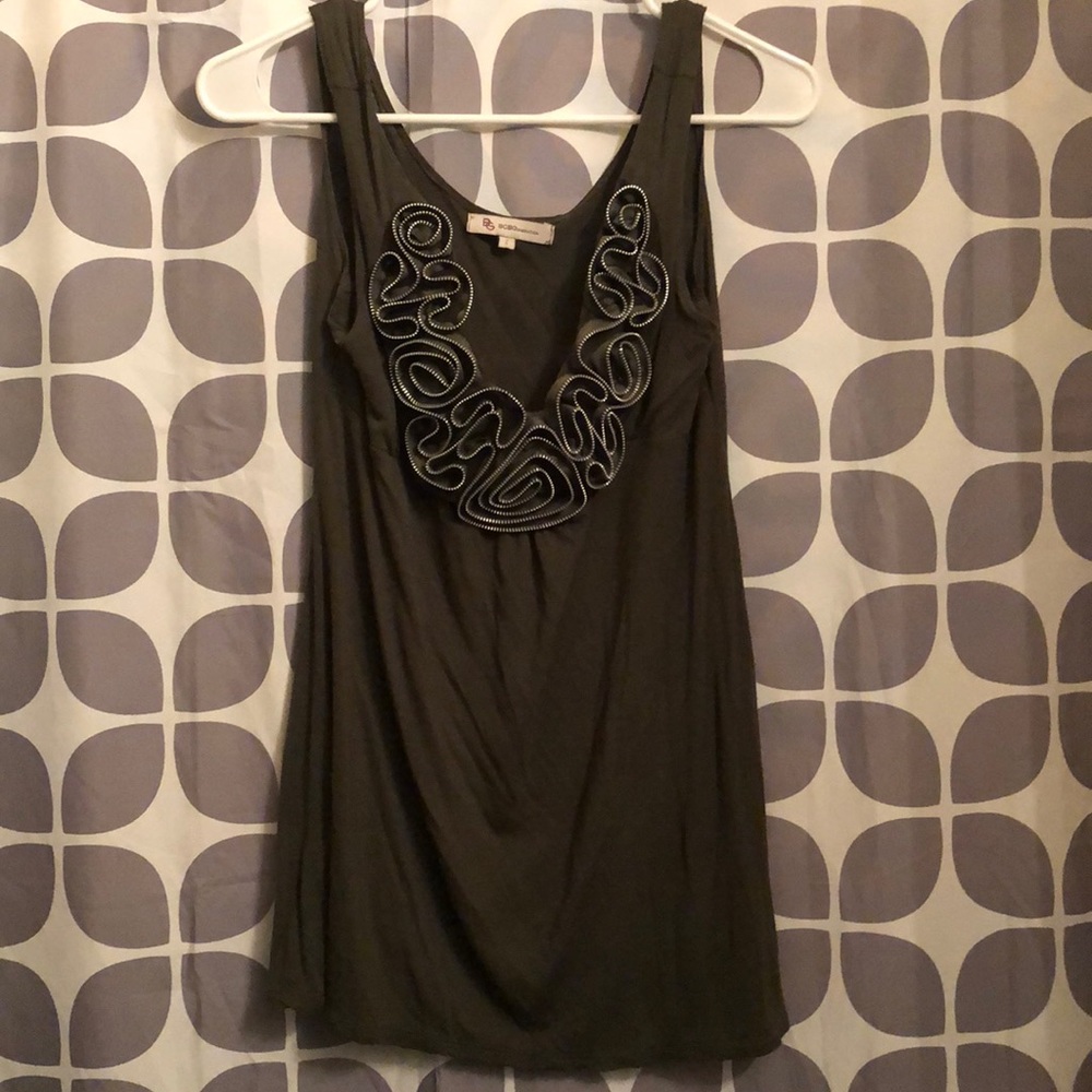 Green BCBG tank top with zipper flowers size Large